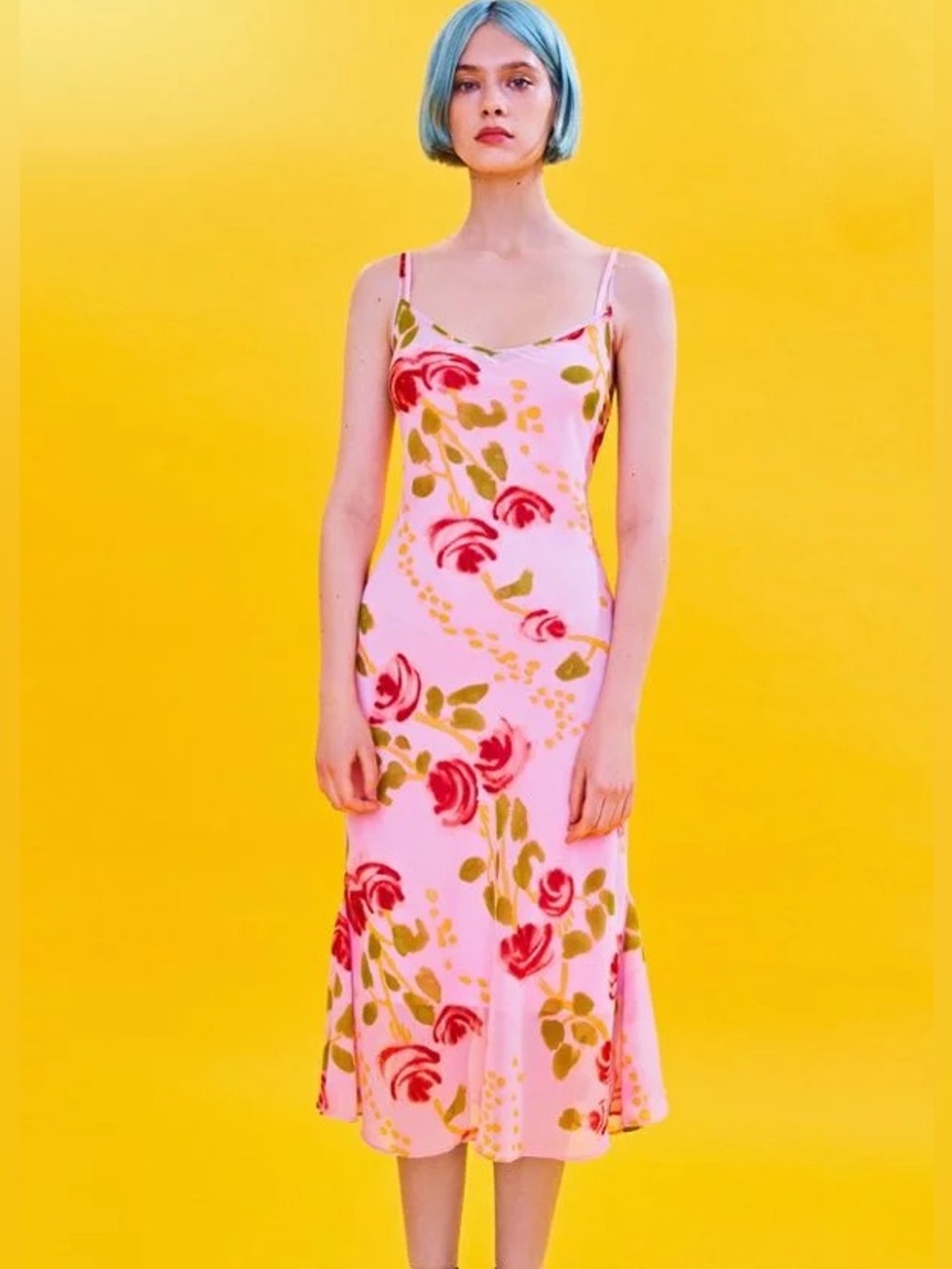 Betsey Johnson X Urban Outfitters Floral Slip Midi Dress in Pink